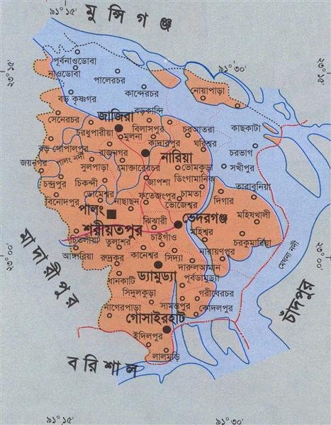 শরীয়তপুর জেলার মানচিত্র